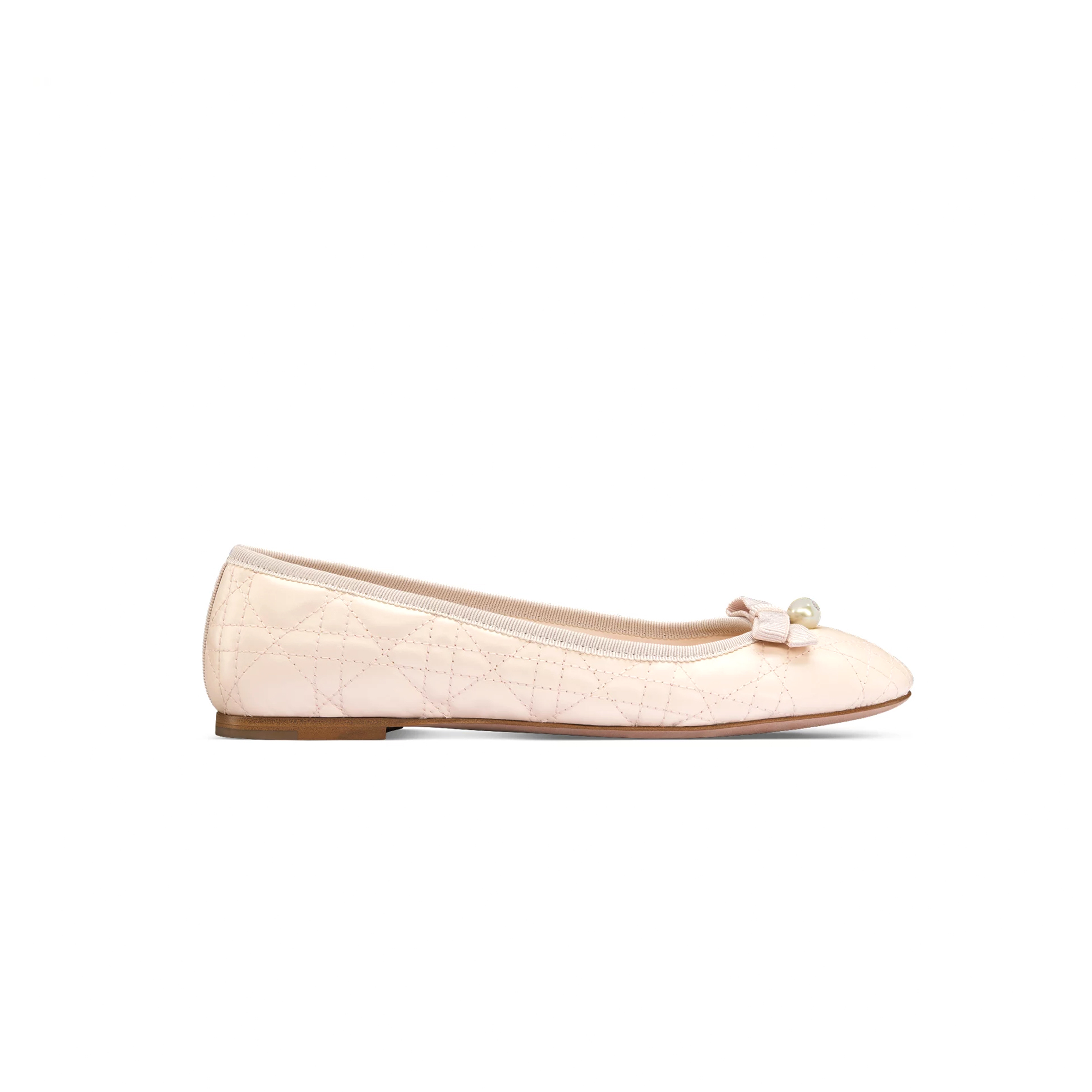 D*or ballet flat rose quartz quilted cannage calfskin kdb877cqc_s34p